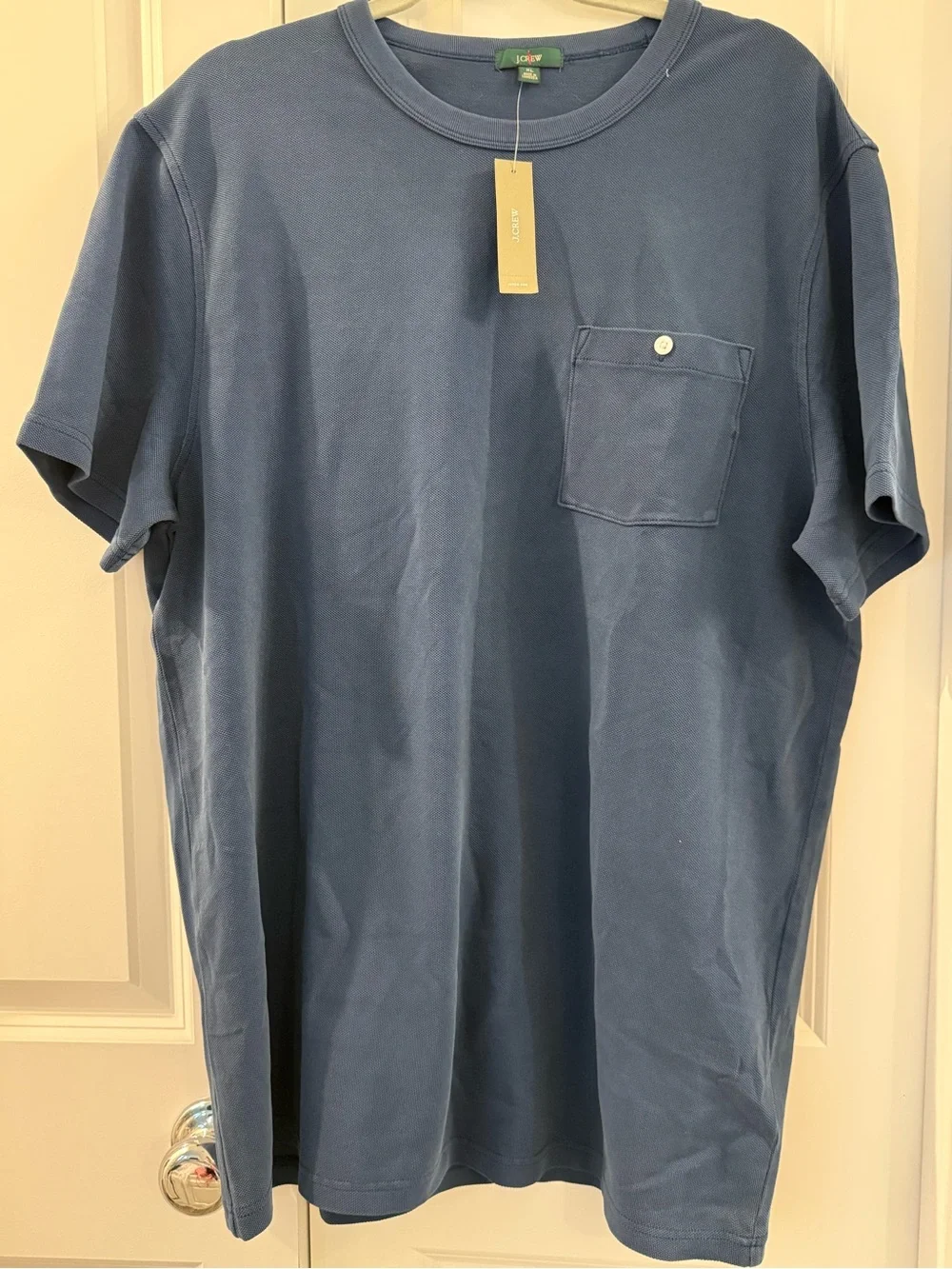 J.Crew men's blue washed piqué pocket t-shirt Size XL 100% cotton
